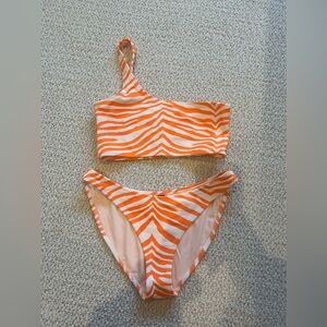 Triangl orange zebra one shoulder bikini